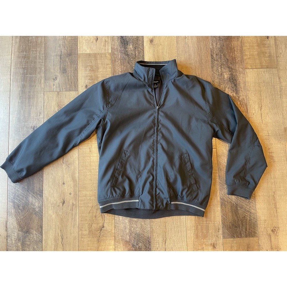 Van Heusen Men Medium Black Full Zip Lightweight Bomber Golf Windbreaker Jacket